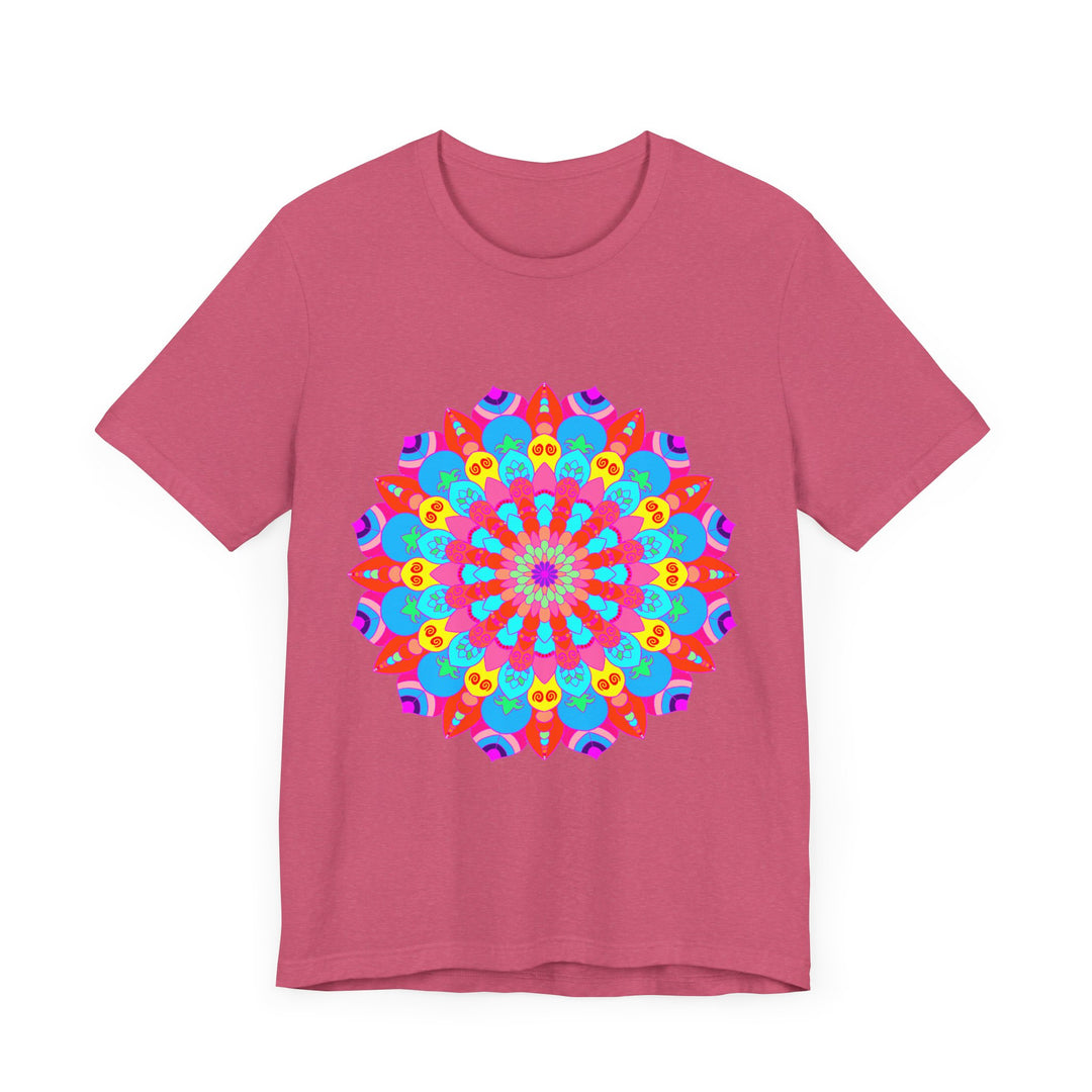 Colorful mandala t-shirt featuring vibrant psychedelic art and intricate designs