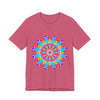 Colorful mandala t-shirt featuring vibrant psychedelic art and intricate designs