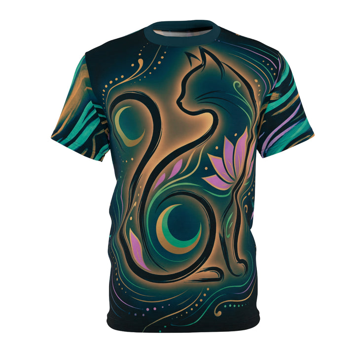 Sacred Cat Calligraphic Tee - Minimalist Spiritual Shirt