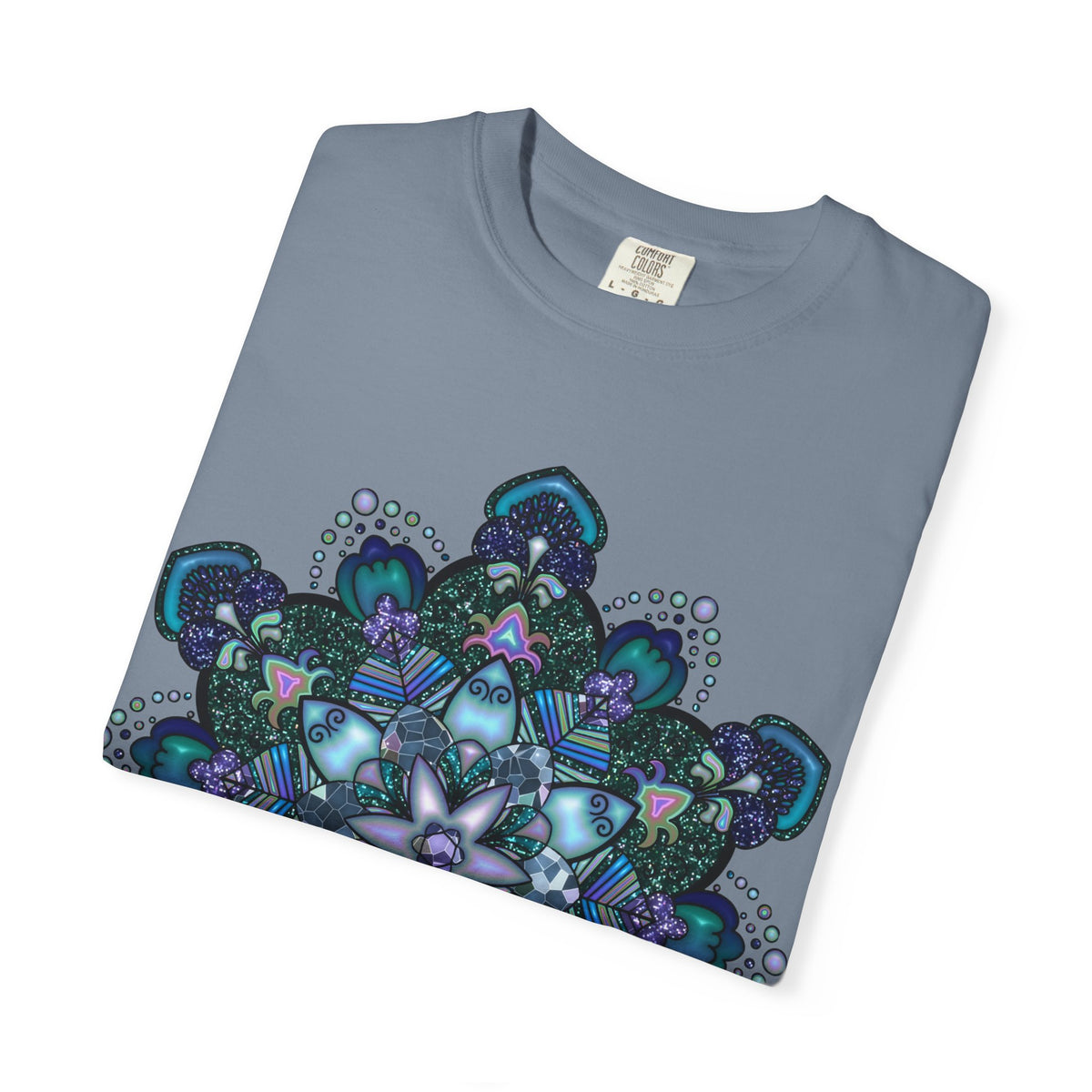 Mandala T-Shirt – Blue Purple Boho Geometric Floral Design