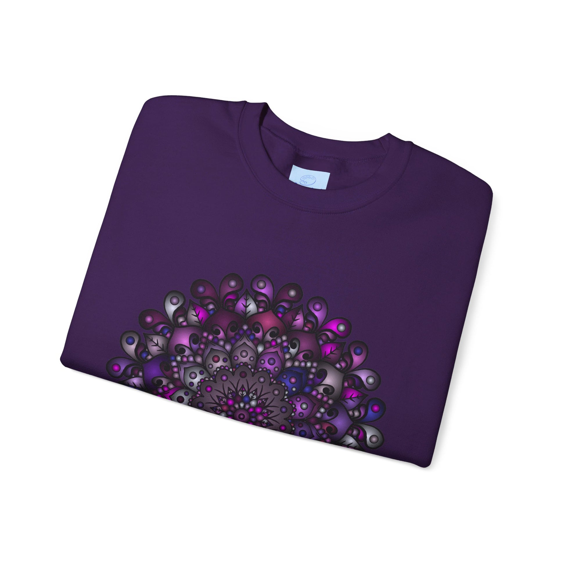 Unisex Heavy Blend™ Crewneck Sweatshirt featuring a vibrant Purple Mandala Design