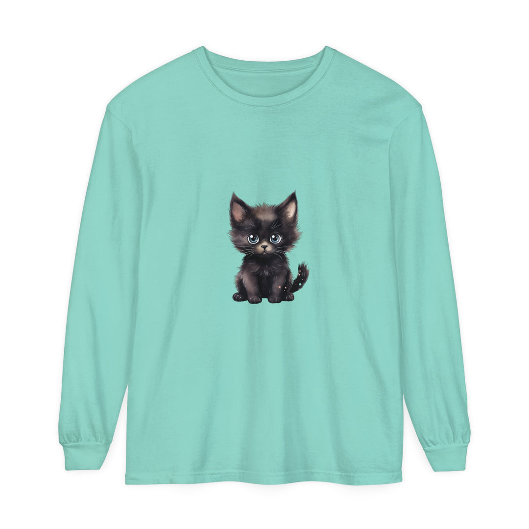 Cute Kitten with Blue Eyes Long Sleeve T-Shirt Alt Text 17