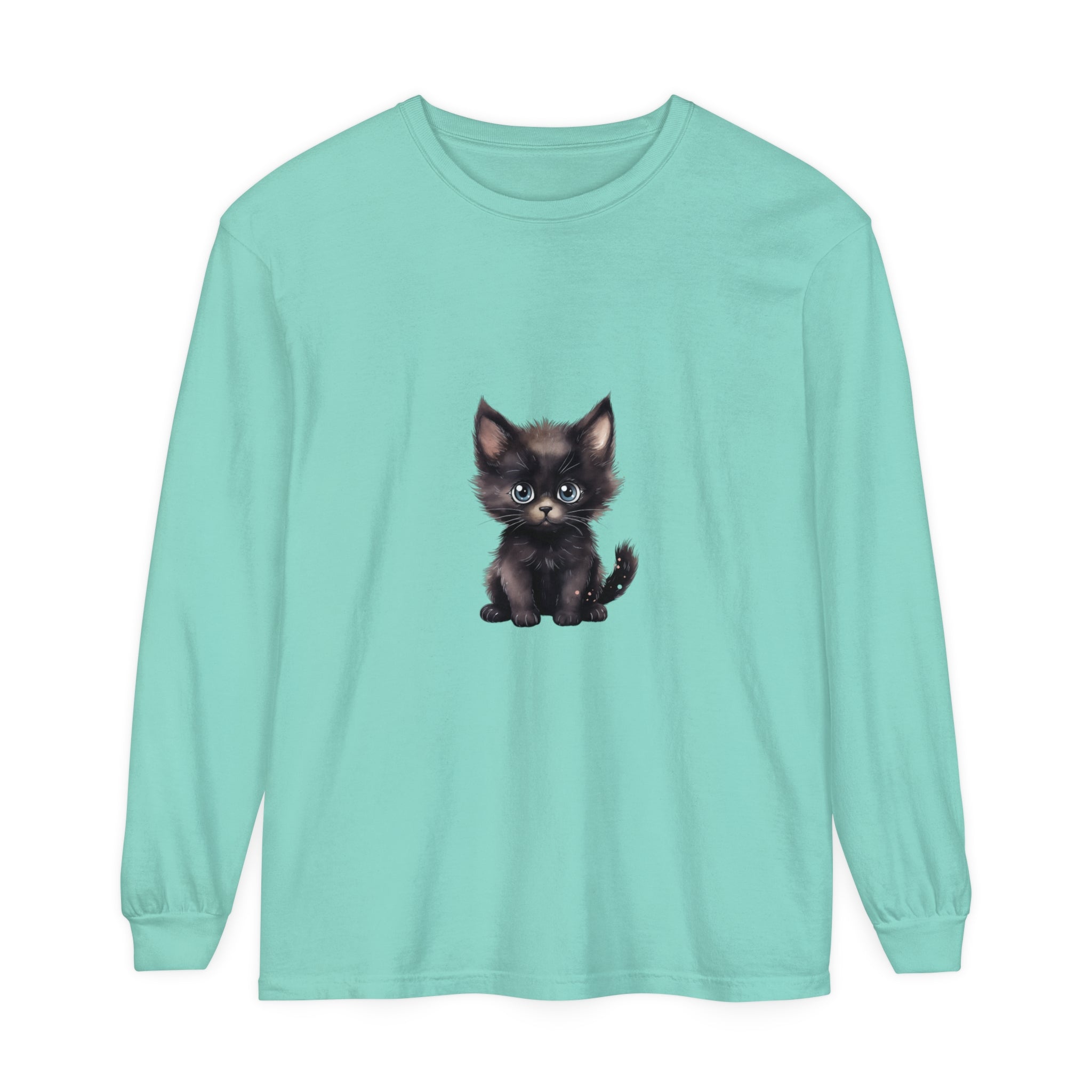 Cute Kitten with Blue Eyes Long Sleeve T-Shirt Alt Text 17