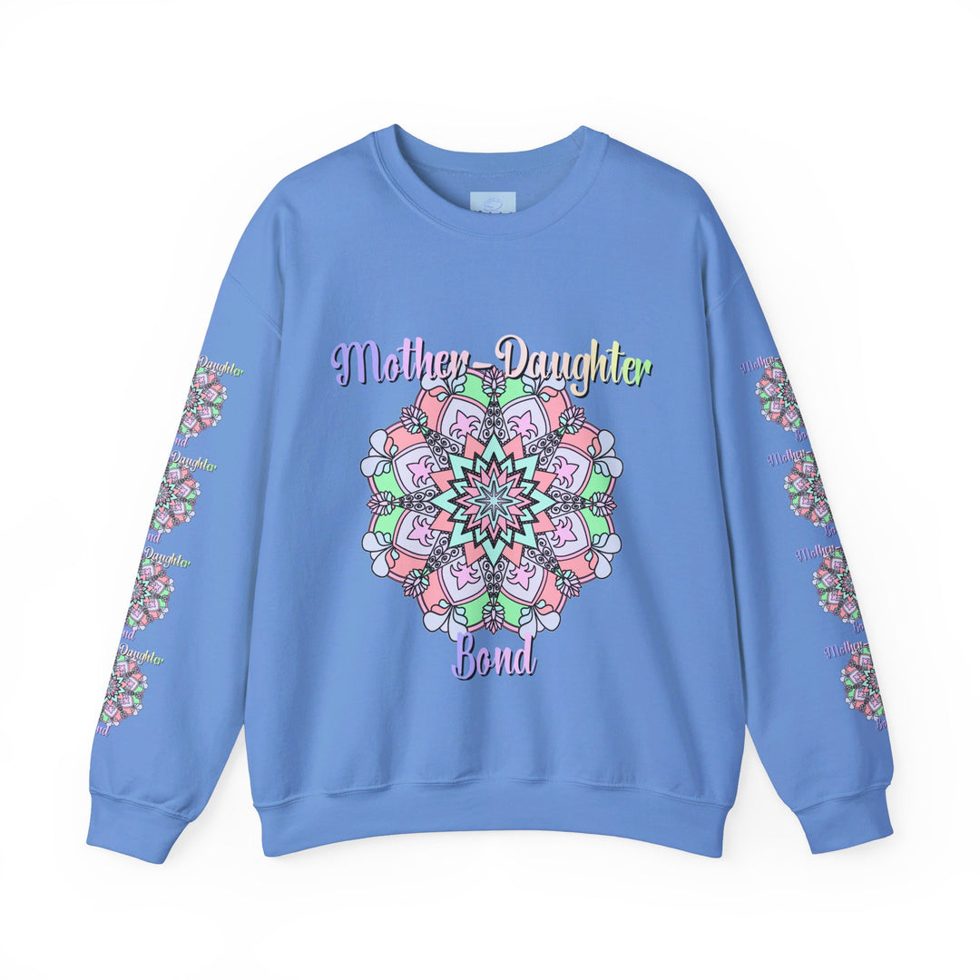 Mother and daughter embrace on a cozy, unisex crewneck sweatshirt - the perfect birthday gift for mom to celebrate your special bond