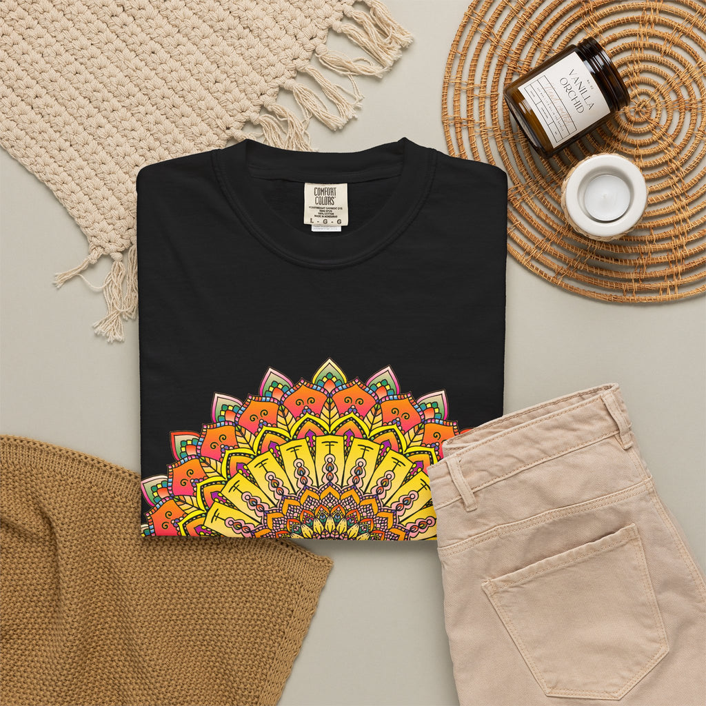 Sunburst Mandala T-Shirt — Vibrant Floral Boho Graphic Tee