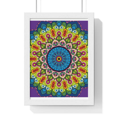 Vertical framed poster featuring a beautiful hand-drawn mandala design