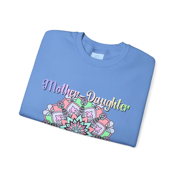 Cozy unisex crewneck sweatshirt featuring a heartwarming design celebrating the special mother-daughter bond, perfect birthday gift for mom