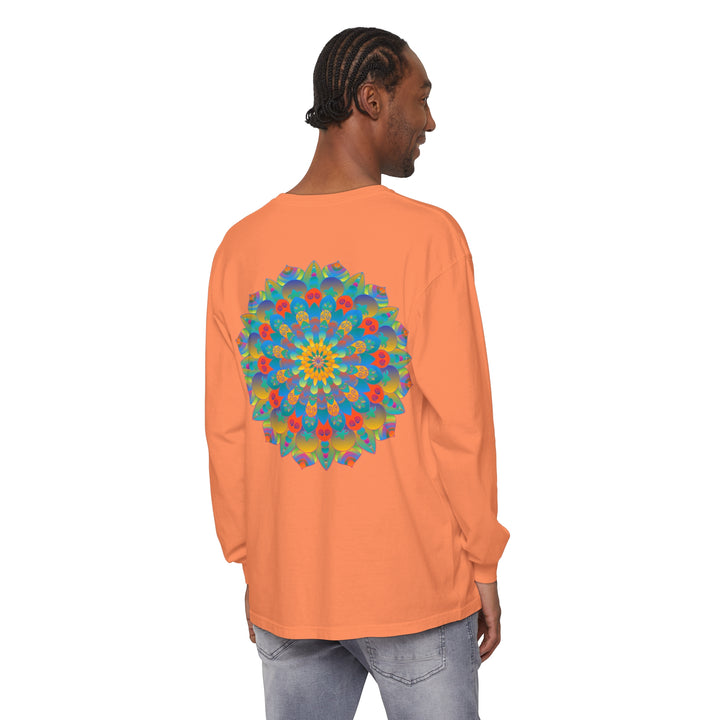 Colorful and detailed mandala design long sleeve t-shirt for both men and women