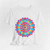 Abstract and vibrant mandala design t-shirt with psychedelic art patterns