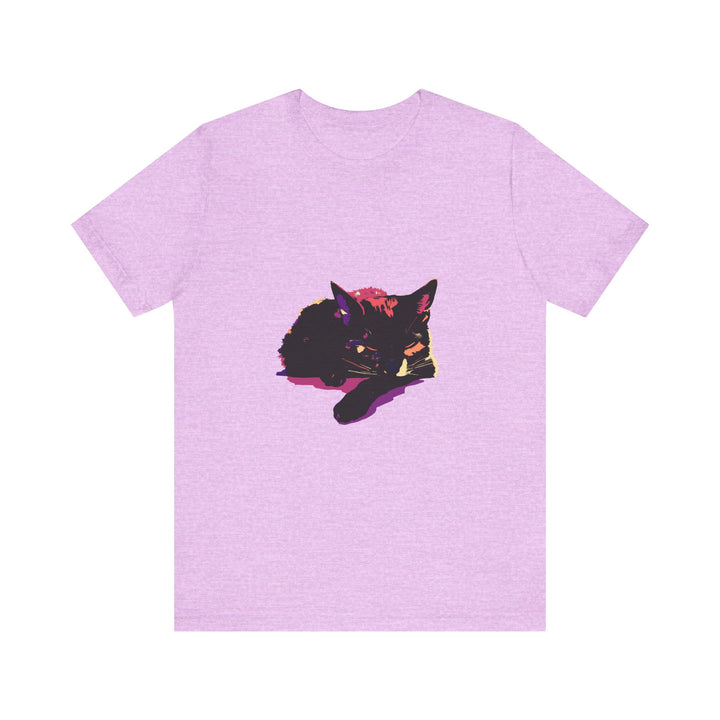 Black Cat Mystery - Colorful Sleep T-Shirt with vibrant feline design