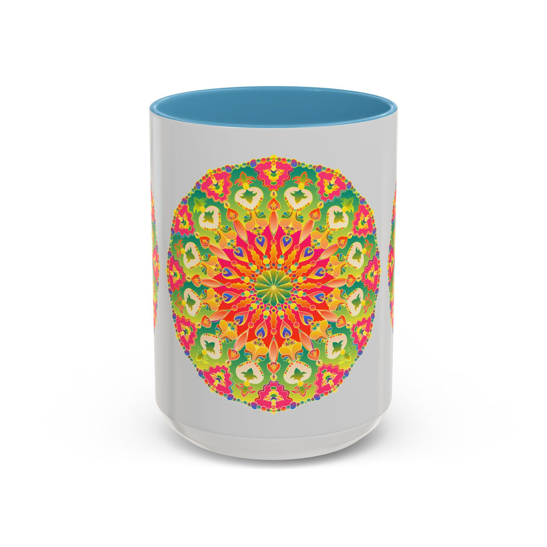 Beautiful and intricate mandala art mug featuring vibrant and colorful design