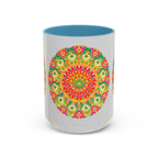 Beautiful and intricate mandala art mug featuring vibrant and colorful design
