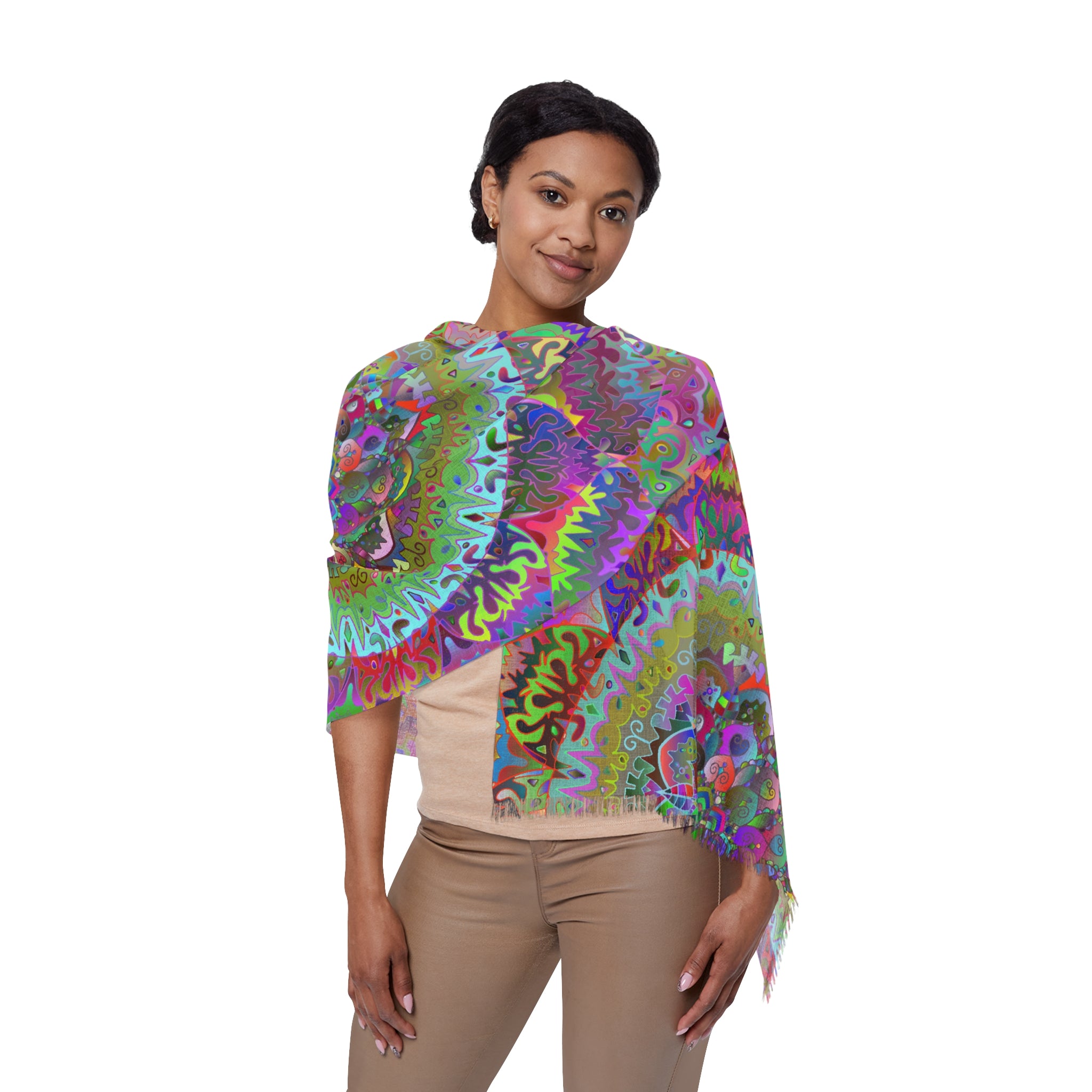 Mandala Multicolor Light Scarf — Intricate Hues, Boho Wrap