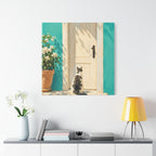 Sunlit Doorway Cat Canvas Wall Art
