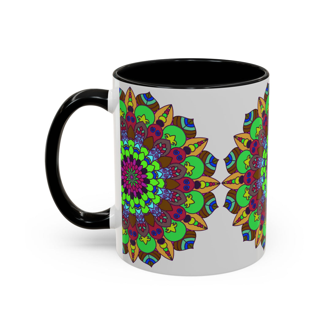 Charming mandala art mug with a stunning and colorful floral design