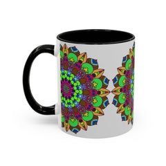 Charming mandala art mug with a stunning and colorful floral design