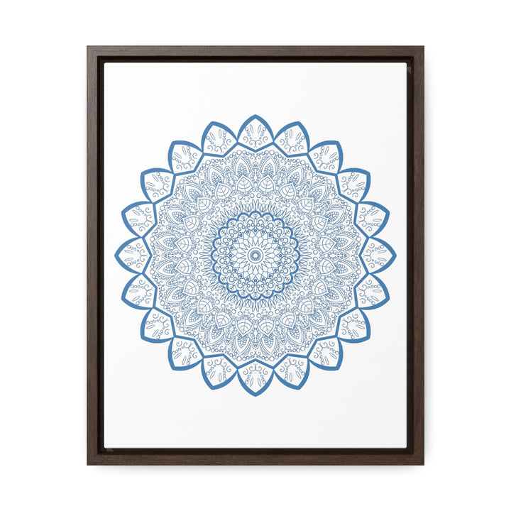 Handmade steel blue mandala design wall art on gallery canvas wraps in vertical frame