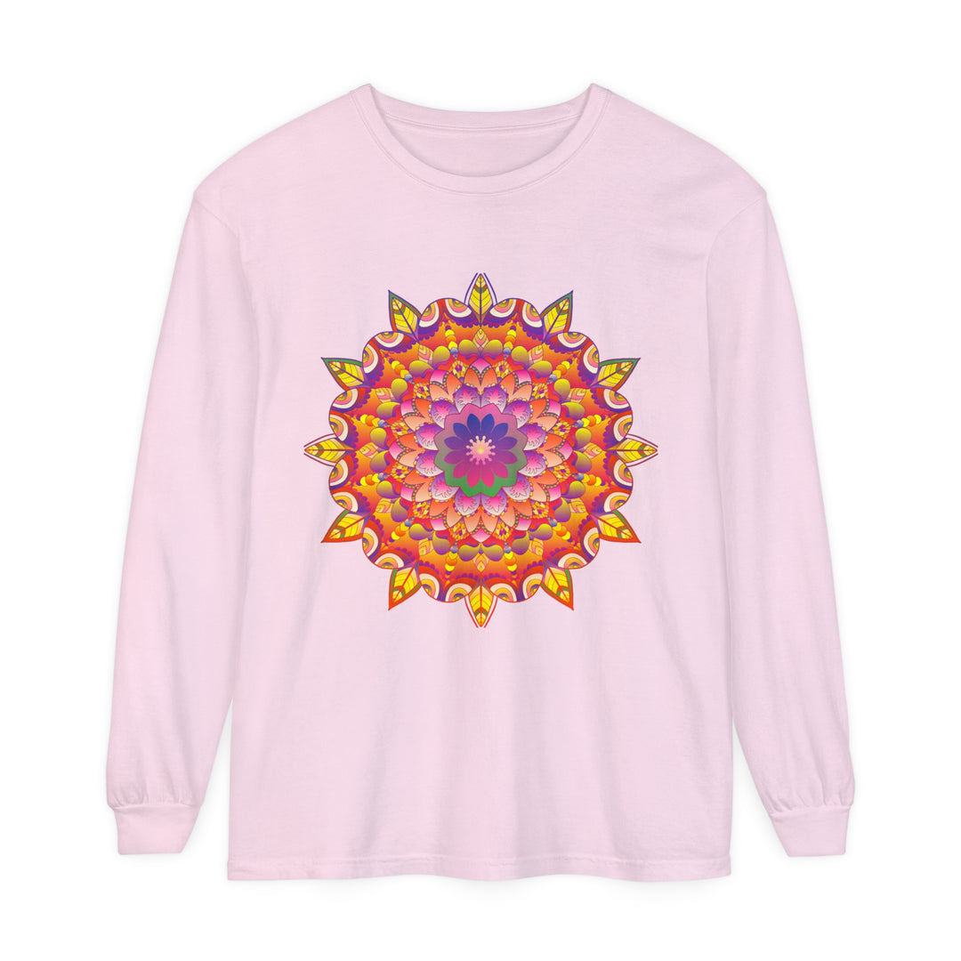 Colorful and intricate mandala design long sleeve unisex t-shirt for all genders