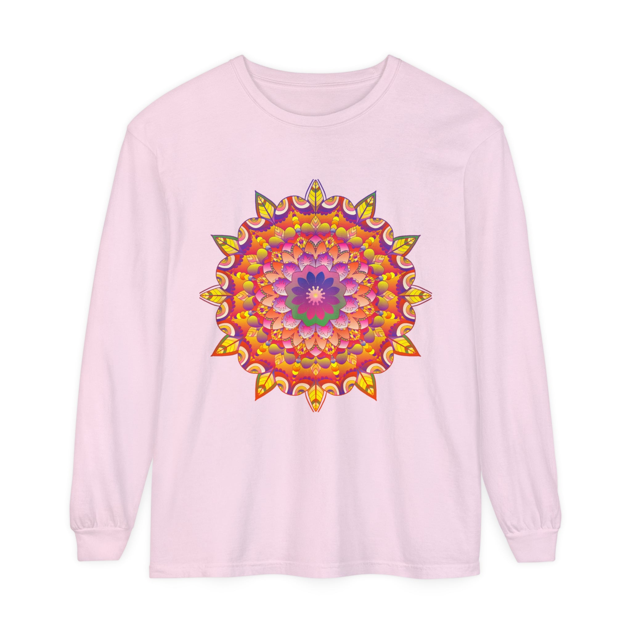 Colorful and intricate mandala design long sleeve unisex t-shirt for all genders