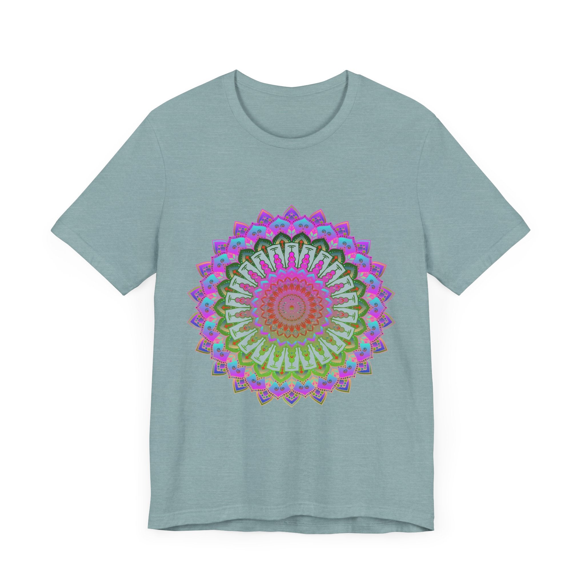 Vibrant Mandala T-Shirt featuring a colorful and intricate design inspired by traditional Indian art