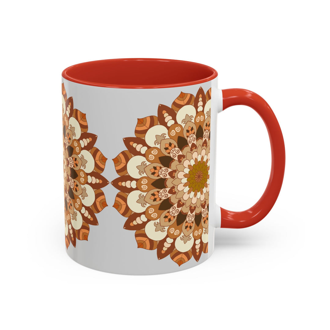 Mesmerizing light grey mandala art mug with intricate and delicate design