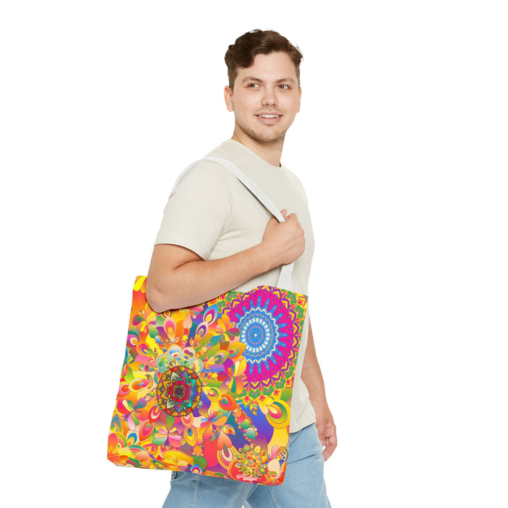 Psychedelic Floral Mandala Tote Bag