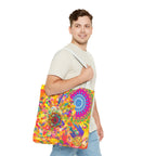 Psychedelic Floral Mandala Tote Bag