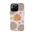 Beautiful light pink phone case with intricate lotus flower mandala design