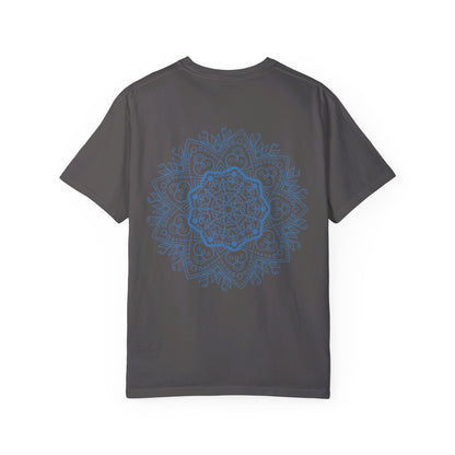 Unisex Mandala Tshirt featuring a Handmade Design with a Garment-Dyed Finish