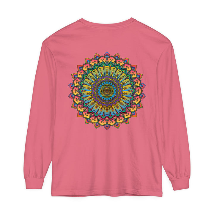 Intricate Mandala Unisex Long Sleeve T-Shirt featuring detailed, colorful mandala design