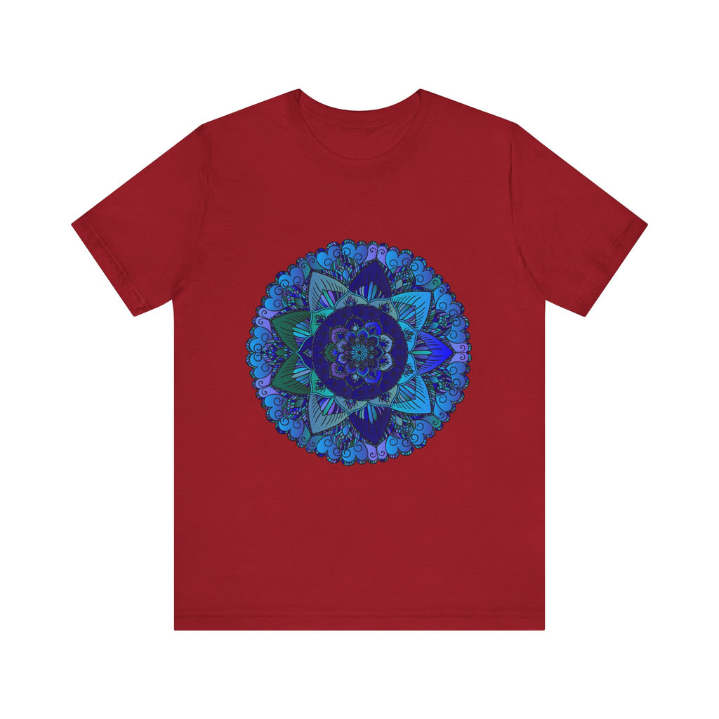 Dark Blue & Green Mandala T-Shirt featuring intricate spiritual art design