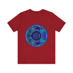 Dark Blue & Green Mandala T-Shirt featuring intricate spiritual art design
