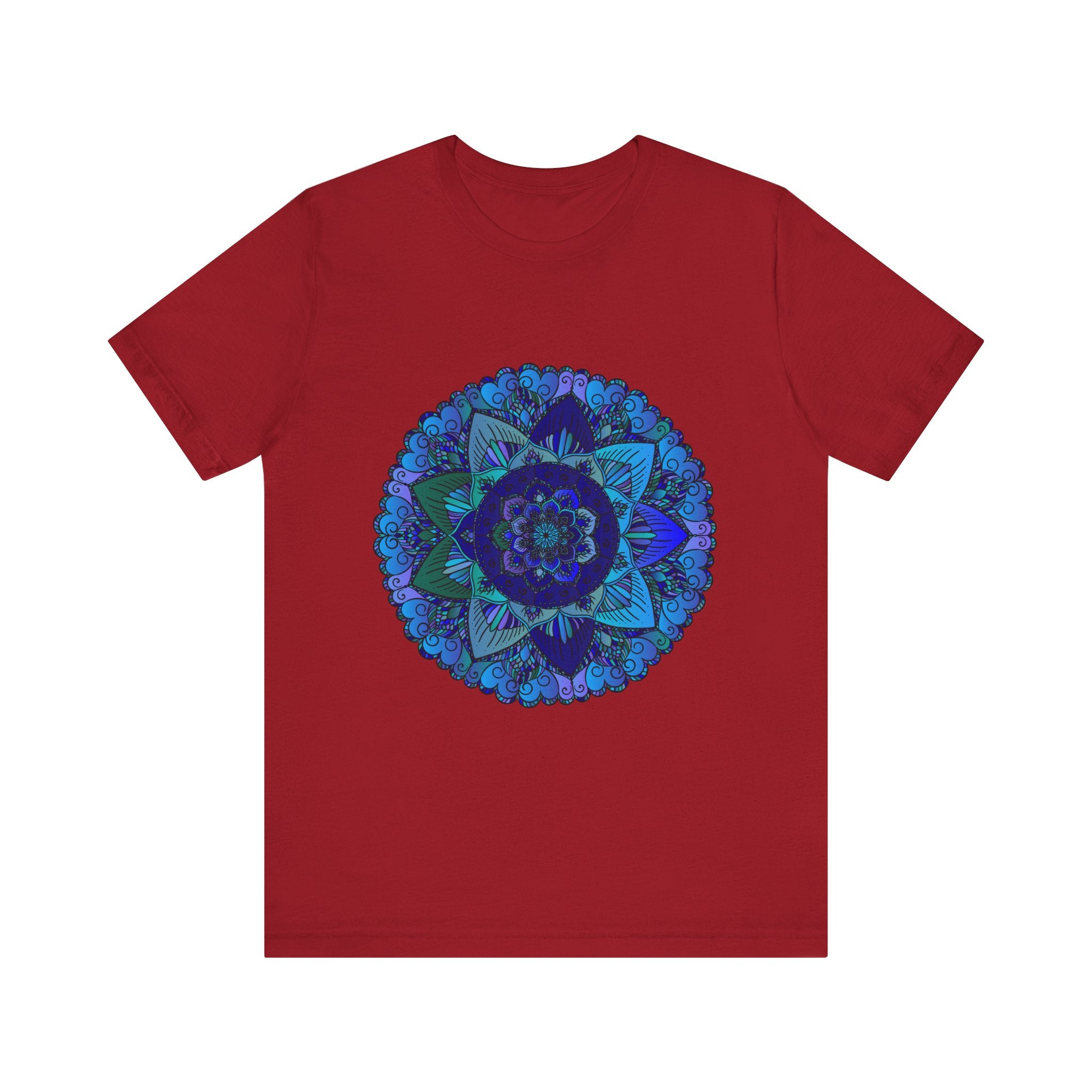 Dark Blue & Green Mandala T-Shirt featuring intricate spiritual art design