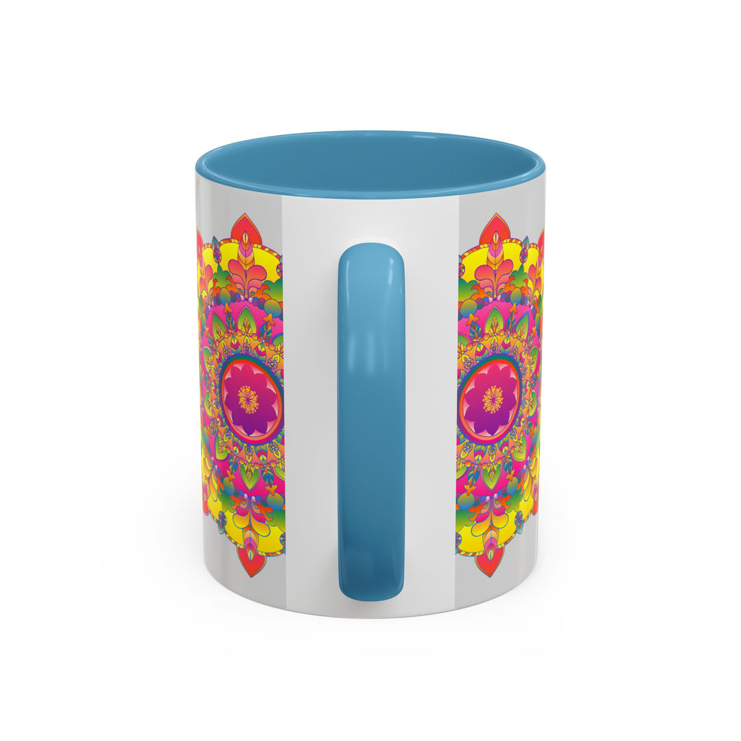 Beautiful Mandala Mug - Vibrant Art on Grey with an eye-catching and intricate mandala design