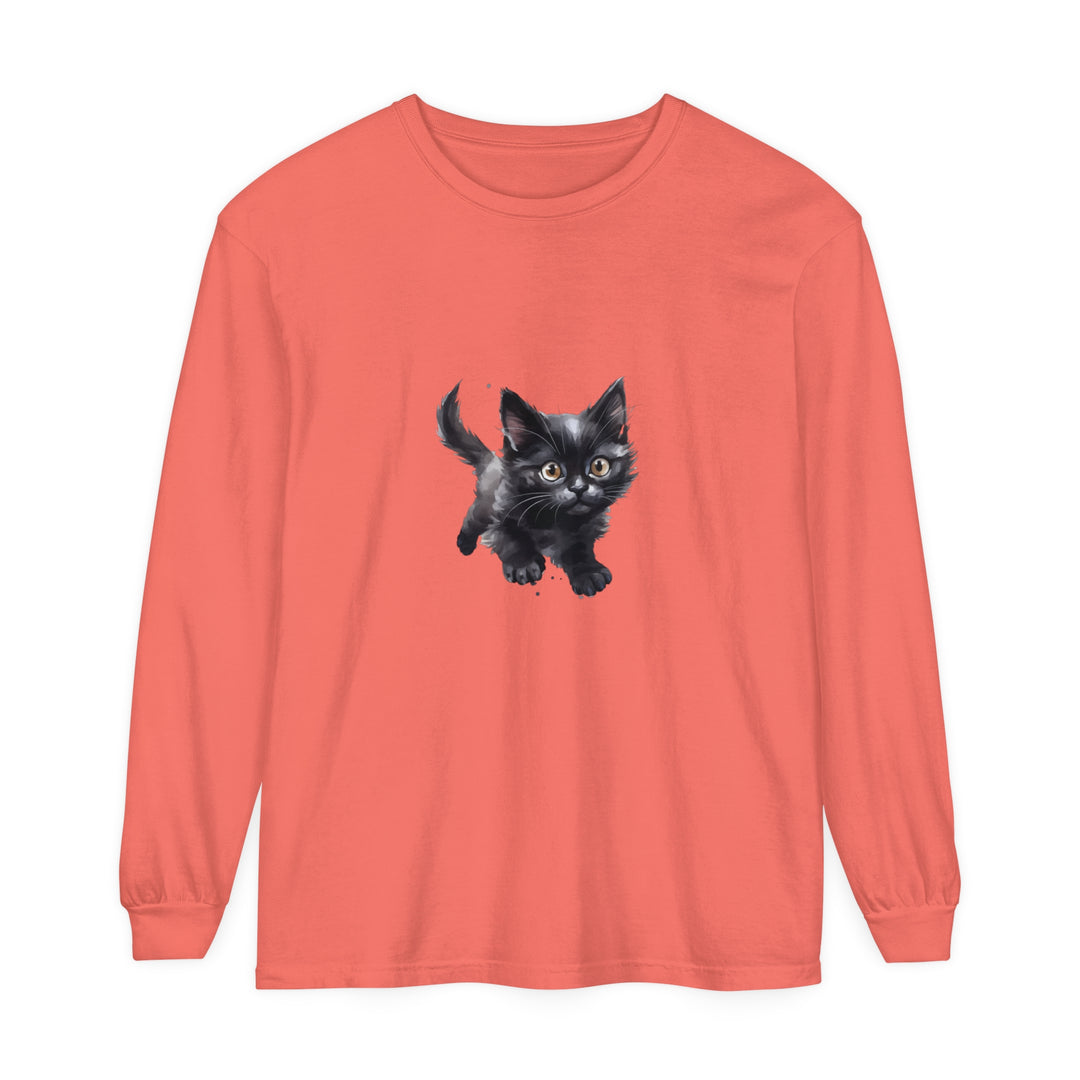 Adorable watercolor illustration of a playful kitten printed on a comfortable and stylish t-shirt