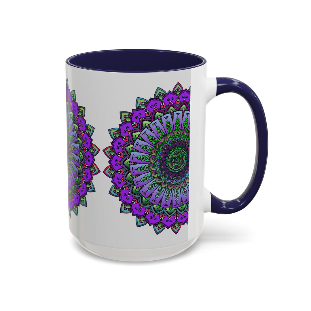 A vibrant mandala mug featuring spiritual art, perfect for daily use