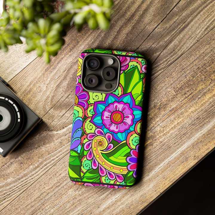 Floral Fantasy iPhone and Google Pixel Case in Bright Green Palette