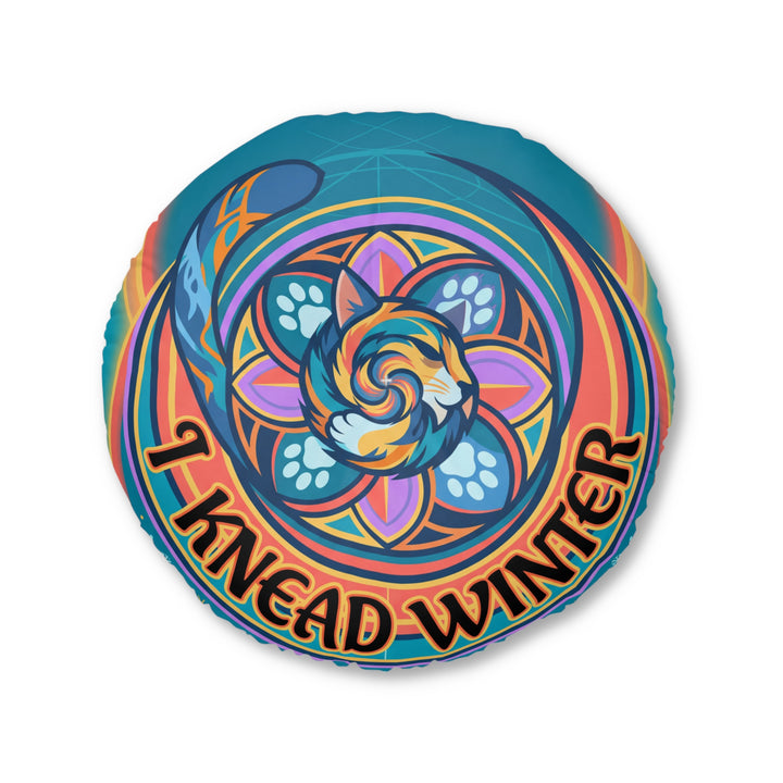 Bodenkissen mit Katzenmotiv und Motiv der Heiligen Geometrie