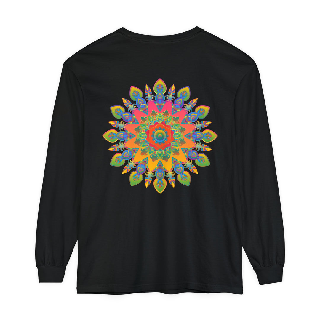 Colorful and intricate vibrantly patterned mandala long sleeve t-shirt for men and women