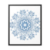 Beautiful steel blue Mandala handmade art on gallery canvas wraps, a stunning vertical frame design for wall decor