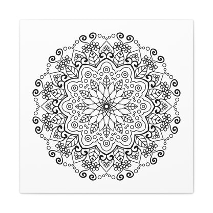 Handmade Mandala Art - Elegant Black & White Wall Art on Matte Canvas, Stretched and Framed at 125 Inches Depth