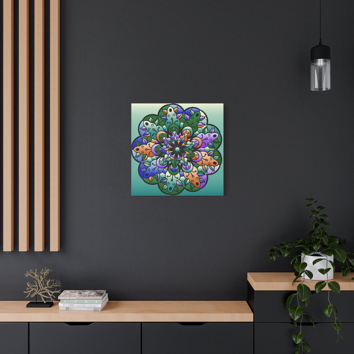Floral Mandala Matte Canvas Print — Colorful Stretched Wall Art