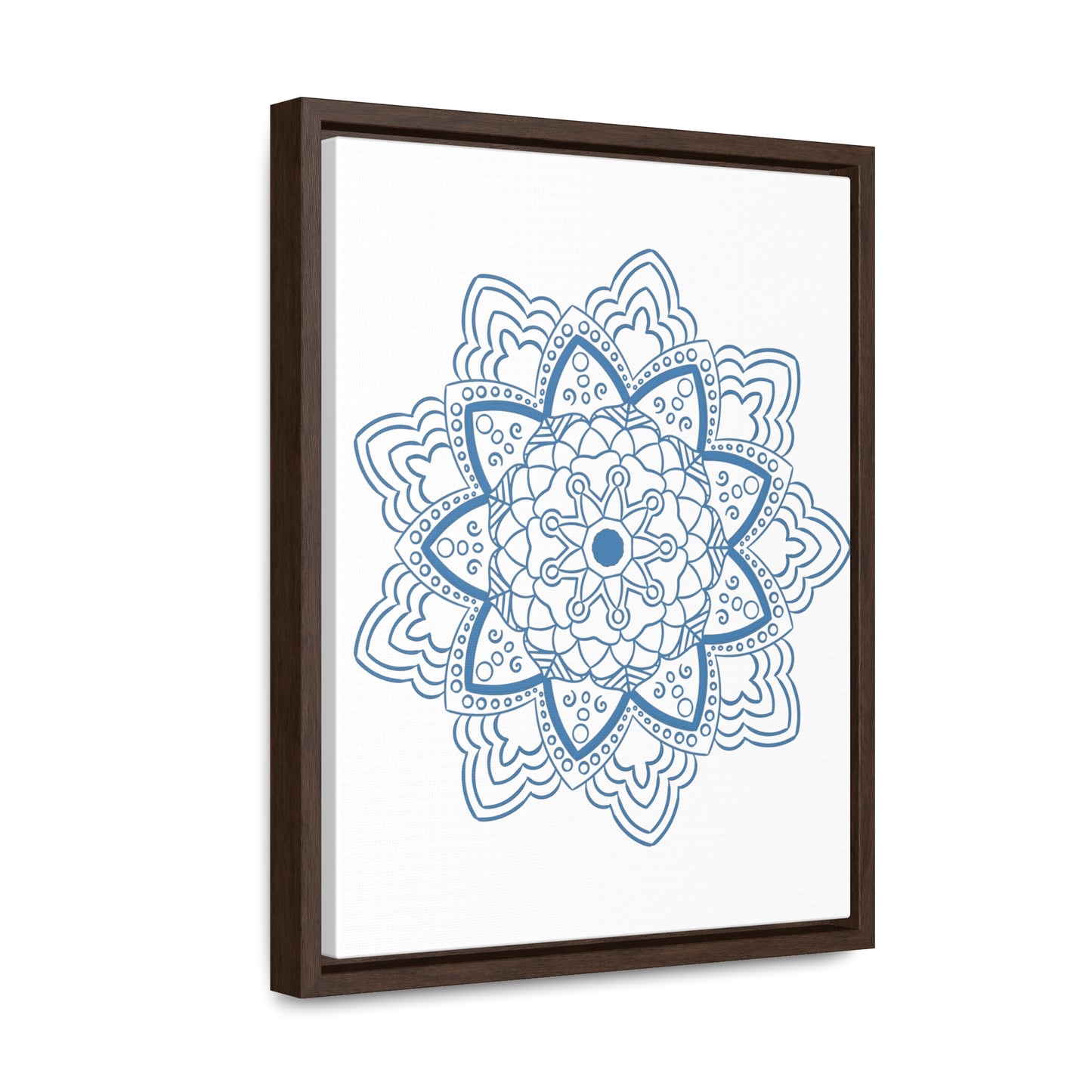 Mandala Handmade Art - Steel Blue Design Wall Art on Gallery Canvas Wraps, Vertical Frame - Beautifully Handcrafted Mandala Artwork for Home Decor