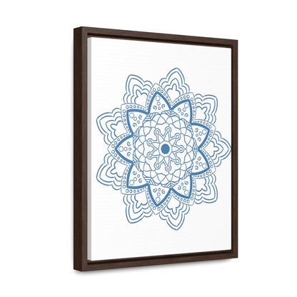 Mandala Handmade Art - Steel Blue Design Wall Art on Gallery Canvas Wraps, Vertical Frame - Beautifully Handcrafted Mandala Artwork for Home Decor