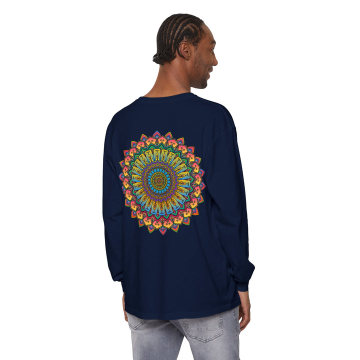 Intricate Mandala Unisex Long Sleeve T-Shirt featuring a detailed and symmetrical mandala design in vibrant colors