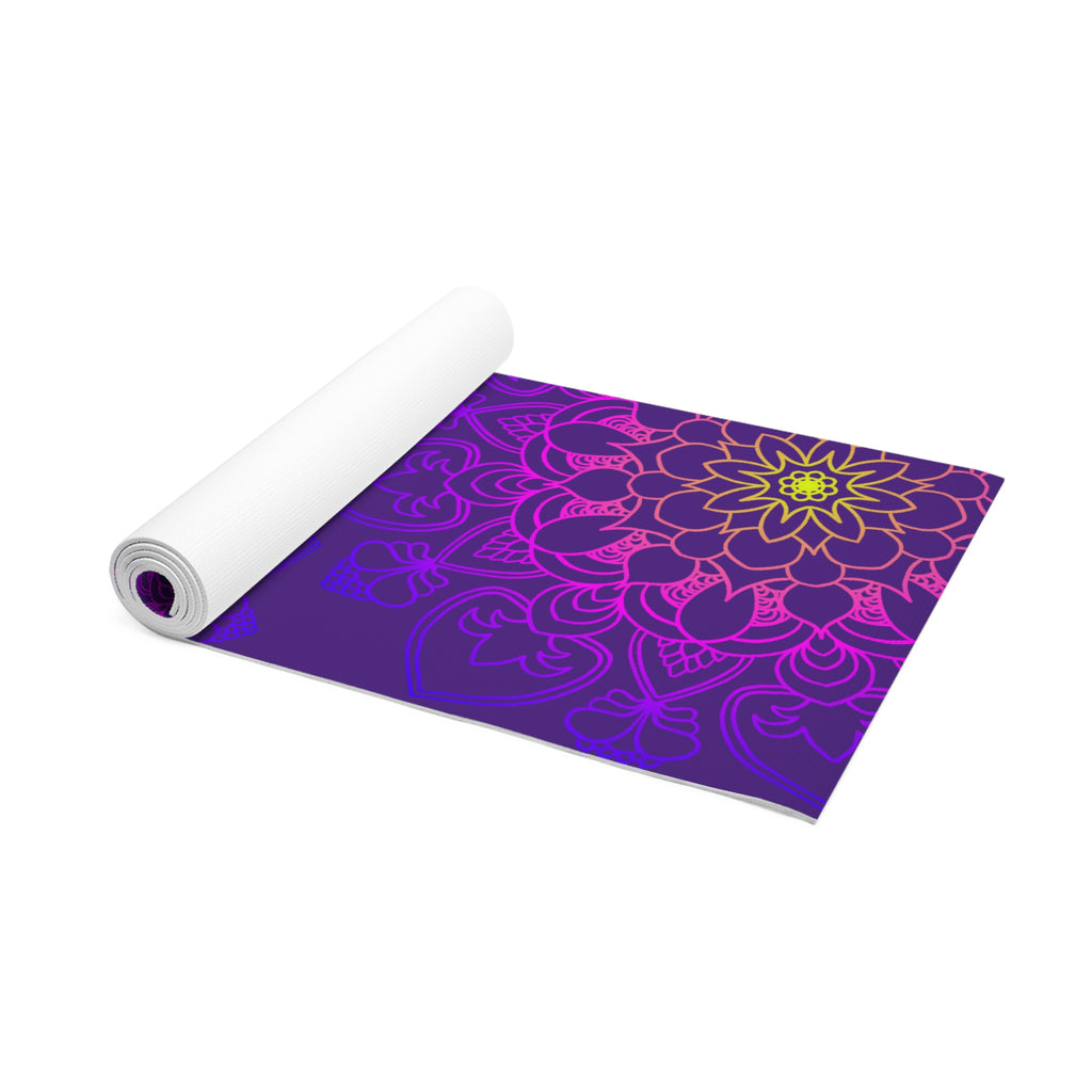 Mandala Foam Yoga Mat - Deep Purple Floral Design for Serenity