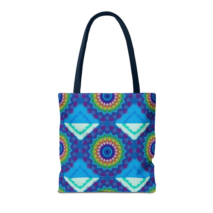 Colorful mandala tote bag with intricate design and vibrant hues