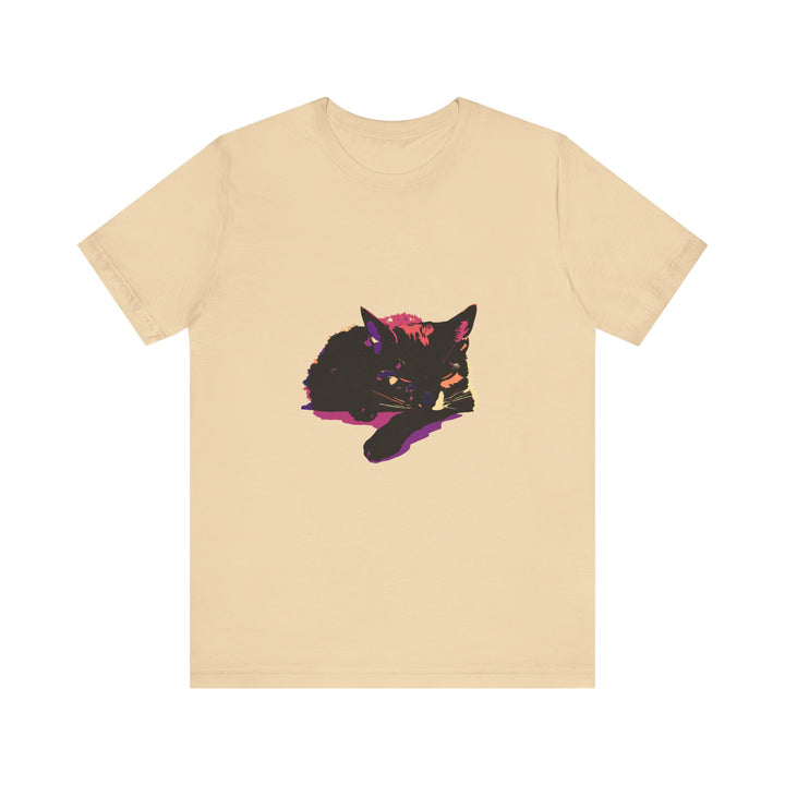 Black Cat Mystery - Colorful Sleep T-Shirt featuring a vibrant and playful design perfect for lounging and relaxation