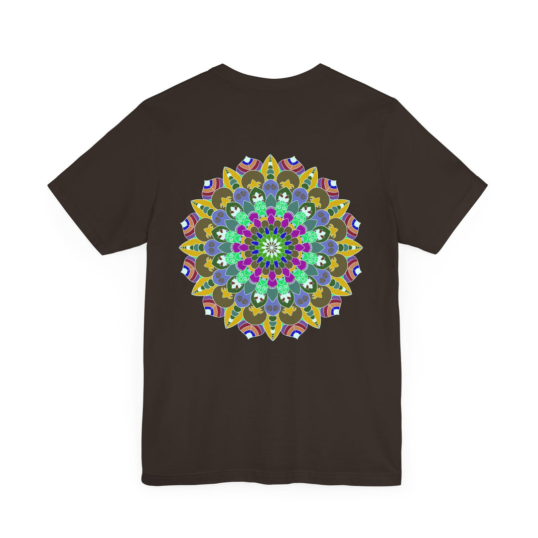 Colorful and intricate mandala design tee promoting spiritual peace and harmony