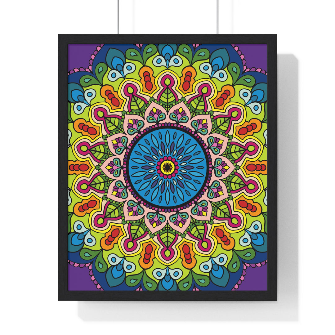 Hand-drawn vertical framed poster featuring a mandala art design, perfect for mindfulness and yoga enthusiasts